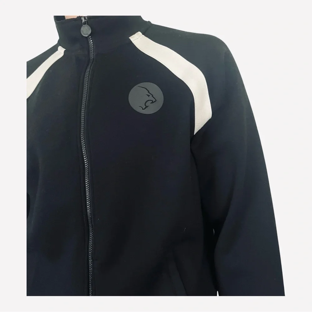 IQ Lion Athletics black sports activewear track jacket zip pockets logo Men M